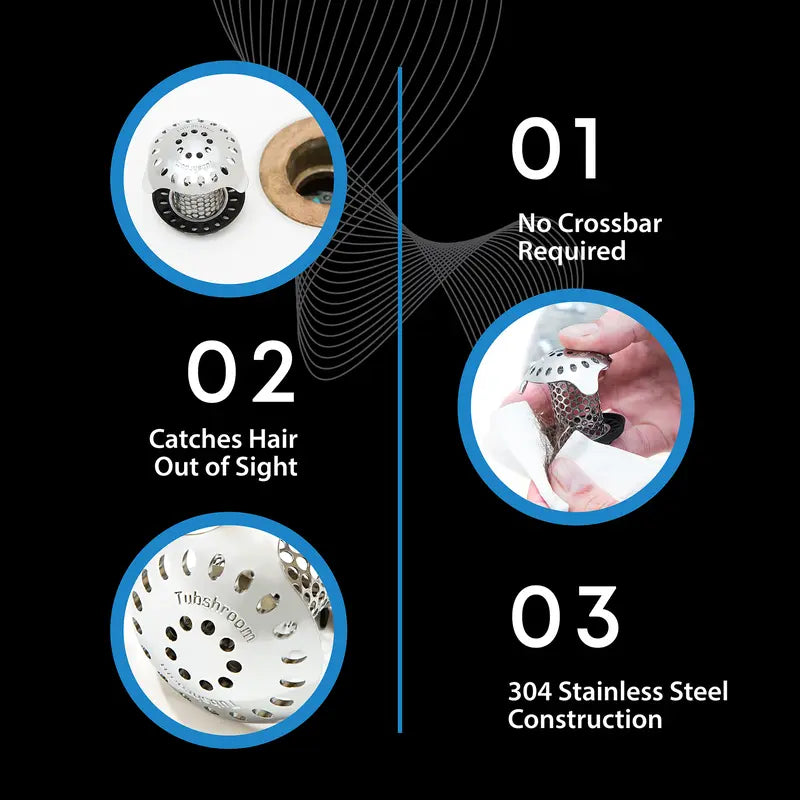 TubShroom Ultra Revolutionary Hair Catcher and Drain Protector with Stopper, Shower and Tub Drain Protector, Keeps Drains Clog Free Stainless Steel Bathtub Cleaning