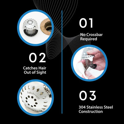 TubShroom Ultra Revolutionary Hair Catcher and Drain Protector with Stopper, Shower and Tub Drain Protector, Keeps Drains Clog Free Stainless Steel Bathtub Cleaning