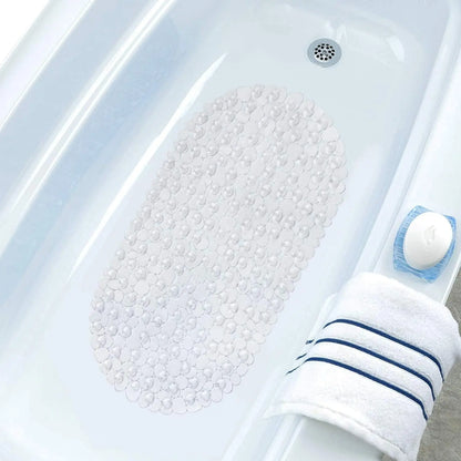 1pc Pebble Shaped Bath Mat - Non-slip Bathtub Mat with Suction Cups and Drain Holes, Bath Mat For Tub Non Slip, Machine Washable, Bathtub Safe Shower Mat