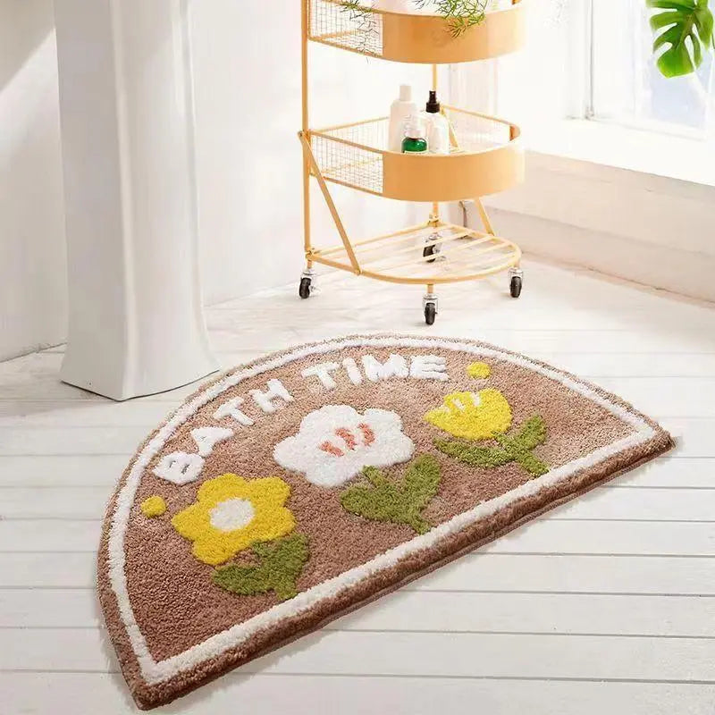 Fluffy Thickened Pad Round Mat - Imitation Cashmere, Anti-Slip, All Seasons Flower World Cactus Flower Car Exterior Decoration Door Mat