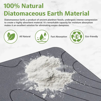 Stone Bath Mat – Non-Slip Diatomaceous Earth Shower Mat, Super Absorbent & Quick-Drying Bathroom Floor Mat, Easy-to-Clean Diatomite Bath Stone for Safer, Dryer Steps (23.6" x 15.4", Gray)