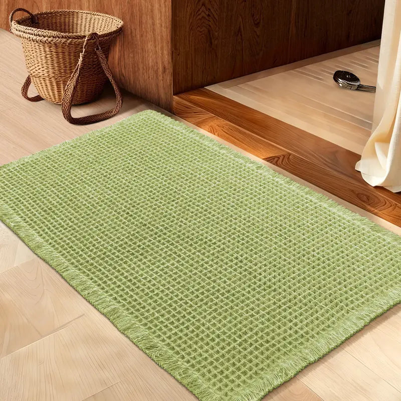 IM HOME Waffle Bath Mat Rugs 1/2/3 Piece, Boho Woven Modern Carpet, Absorbent Bathroom Rugs, Soft Washable Bath Rugs with Tassels for Bathroom, Bedroom, Kitchen, Shower, Tub,Halloween