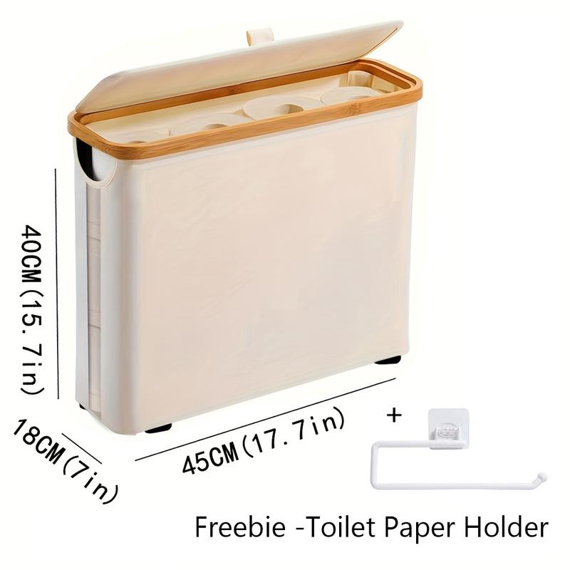 MAYSTAR Toilet Paper Basket, Toilet Paper Storage with Lid, Toilet Paper Organizer for Bathroom, Free Standing Toilet Paper Holder with Storage