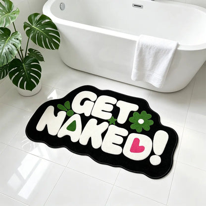 Get Naked Funny Bathroom Rug, Non-Slip Entry Mat, Soft Bath Mats, Nonslip Bathroom Rugs, Washable Bathroom Rugs, Soft Comfortable Washable Carpet, Home Decor for Bedroom Living Room, Gift Idea