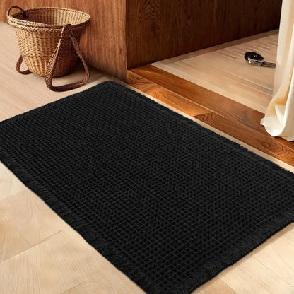 IM HOME Waffle Bath Mat Rugs 1/2/3 Piece, Boho Woven Modern Carpet, Absorbent Bathroom Rugs, Soft Washable Bath Rugs with Tassels for Bathroom, Bedroom, Kitchen, Shower, Tub,Halloween