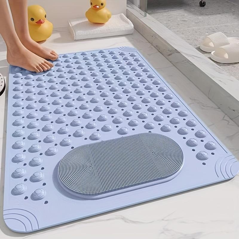 Non-Slip PVC Bath Mat with Massage Buttons - Light Blue & Multi-Color Polka Dot Pattern, Rectangular Shower and Bathroom Safety Mat, 0.9cm Thick, Durable PVC Material, Bath Accessories, Nonslip Bathtub Mat, Shower Floor Mat Non Slip