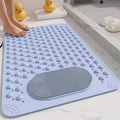 Non-Slip PVC Bath Mat with Massage Buttons - Light Blue & Multi-Color Polka Dot Pattern, Rectangular Shower and Bathroom Safety Mat, 0.9cm Thick, Durable PVC Material, Bath Accessories, Nonslip Bathtub Mat, Shower Floor Mat Non Slip