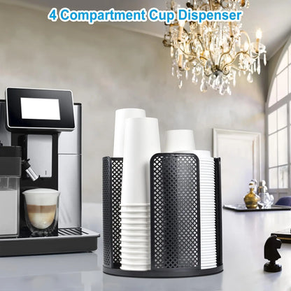 Multifunctional Plastic Cup Holder, 1 Count 4 Compartment Cup Dispenser, Space Saving Efficient Storage Cup Rack, Cup Organizer Suitable for Stacking 10oz, 12oz, 16oz Cups & Lids