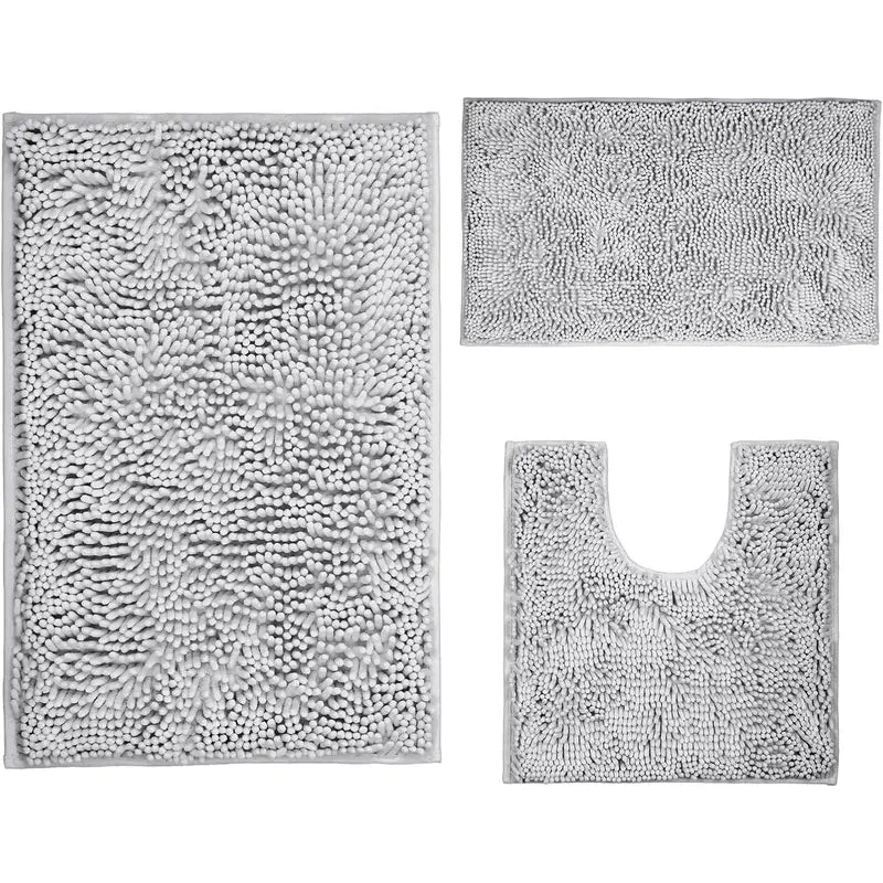 Pet Owners' Thick 2-Piece Luxury Chenille Bath Mats Set - Soft, Nonslip, Super Absorbent, Fast-Drying, Machine-Washable Shaggy Rugs for Shower Room (20"x32"+16"x24", Ideal Gift for Bathroom Needs), Super Absorbent Bath Mat