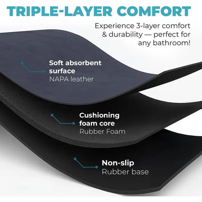 Bath Mat - Super-Absorbent & Quick-Dry Poolside Mat & Outdoor Shower Mat with Non-Slip Rubber Backing, Machine Washable & Odor Resistant - 16x24 in, Black