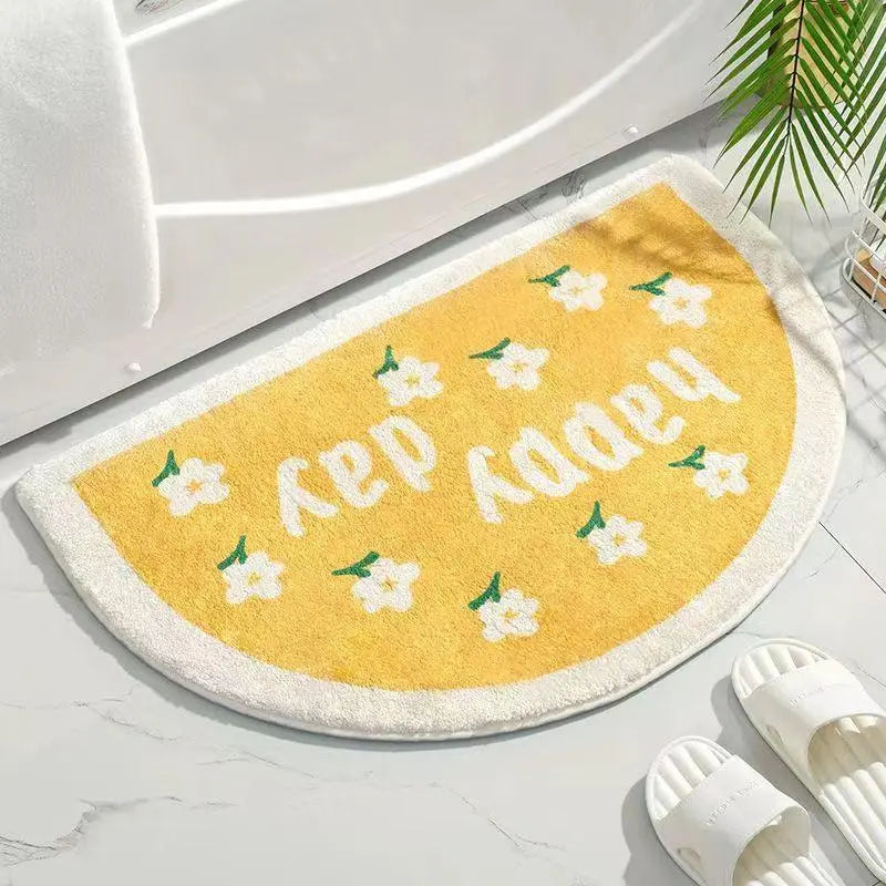 Fluffy Thickened Pad Round Mat - Imitation Cashmere, Anti-Slip, All Seasons Flower World Cactus Flower Car Exterior Decoration Door Mat