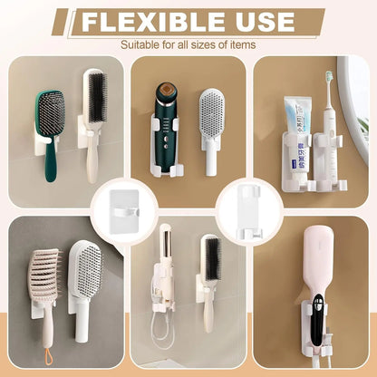 Premium Wall-Mounted No Drill Hair Tool Organizer, Heat Resistant Blow Dryer Holder, Space-Saving Wall Storage for Bathroom Bedroom Kitchen Vanity, Bathroom Organizing Accessories