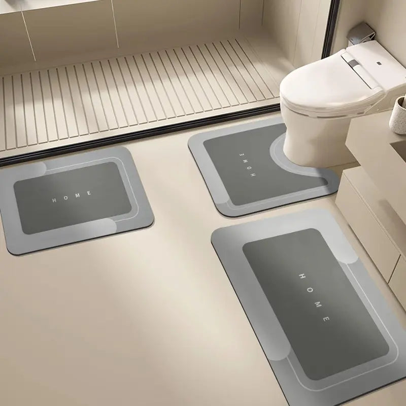 3PCS Multi-Piece Set Bathroom Rug Sets - Nonslip Diatomite-TRP Rectangle Rubber Backing Bath Mats, Durable, Water-Absorbent, Quick-Dry for Indoor Bathroom Home Supplies, Water Absorbent Bathmat