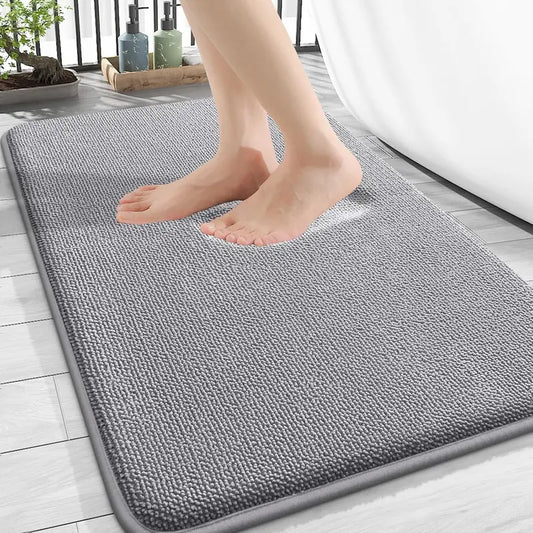 Rectangular Cushioned Thick Contour Hug Foam Bathroom Mat - Plain, Strong, Decorative, Comfortable Water Absorbent Mat, Wicks Moisture Fast, Stays Put PVC Backing, Machine Washable Bathroom Supplies for Tub, Shower (Cold Wash, No Bleach, Easy Clean)