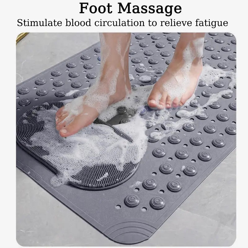 Super Suction Cup PVC Plastic Bath Mat - Non-Skid, Slip-Resistant, Waterproof, Drain Hole, Tactile Massage Texture, Elderly Safety (Home & Bathroom Supplies, Plastic, Textured Bath Mats), Plastic Bath Mats