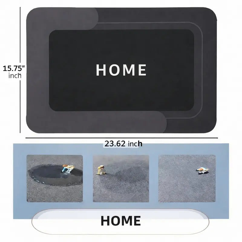 Modernized Magic Diatomaceous Earth Bathroom Mat - Rubber Quick Dry Water Absorbent Soft Mat, Silicone Backed Non-Slip Fade-Resistant Rug, for Bathroom Kitchen (40*60Cm, Black), Diatomaceous Earth Mat