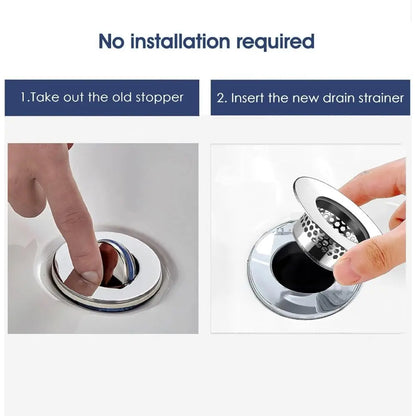 2-Pack Heavy-Duty Bathroom Sink & Bathtub Drain Cover, Anti Clogging Drainage, Stainless Steel, Drain Strainer, Fits 1.25"-1.60" Drain Holes, for Bathroom, Kitchen, Easy Installation & Cleaning, Corrosion-Resistant Drain Protector