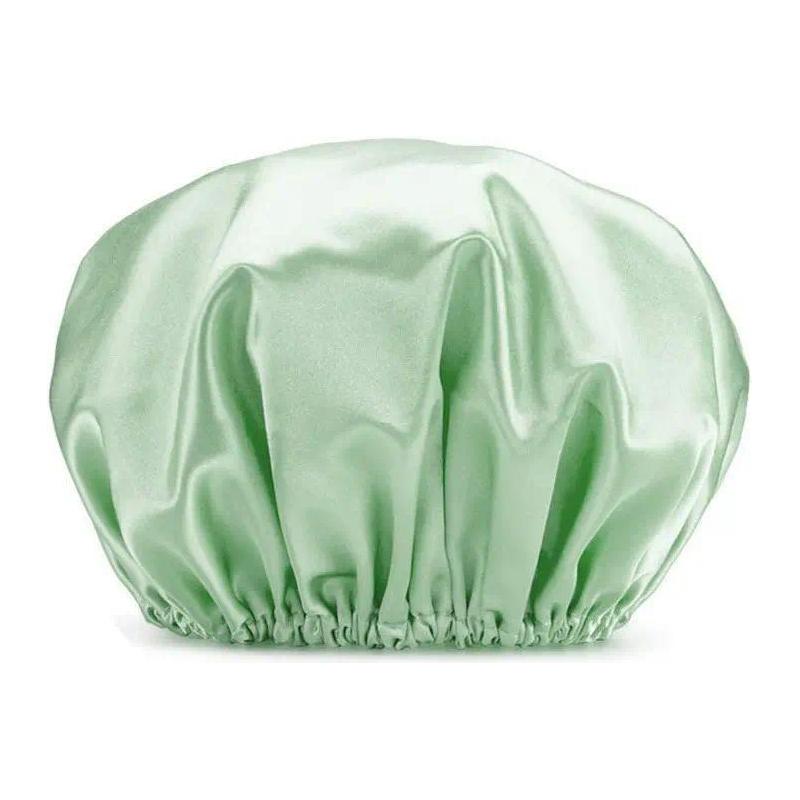 Women’s Double-Layer Waterproof Elastic Shower Cap, Reusable Eco-Friendly Leak-Proof Hair Protection Head Cover, Lightweight Multi-Purpose Accessory for Bathing Skincare Cooking And Daily Hair Care Routines
