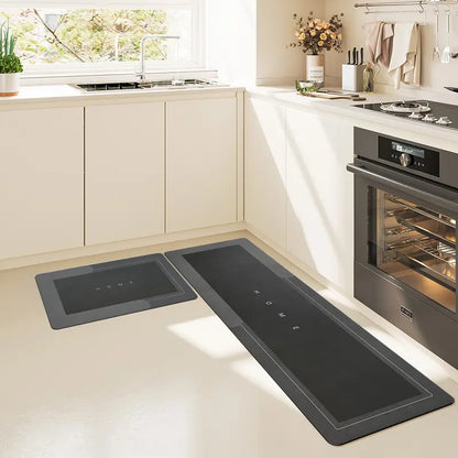 Diatomite Bath Mat Set, Classic Square, Anti-Fatigue Cushioned, Quick-Drying, Drip-Resistant, Suction Non-Slip Smooth Surface, Geometric Print, for Bathroom, Kitchen Sink Area