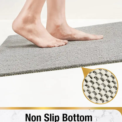 Non-Slip Shower Mat for Tub – 24 x 16 Inch Bath Mat with Drain Holes, Soft PVC Loofah Mat, Quick-Drying, Anti-Skid Bathroom Safety Mat, Grey