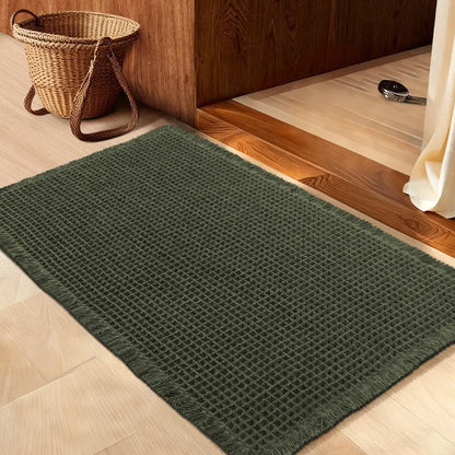 IM HOME Waffle Bath Mat Rugs 1/2/3 Piece, Boho Woven Modern Carpet, Absorbent Bathroom Rugs, Soft Washable Bath Rugs with Tassels for Bathroom, Bedroom, Kitchen, Shower, Tub,Halloween