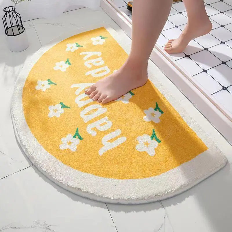Fluffy Thickened Pad Round Mat - Imitation Cashmere, Anti-Slip, All Seasons Flower World Cactus Flower Car Exterior Decoration Door Mat