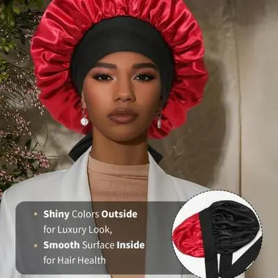 Double Layered Satin Night Caps Hair Care Silk-Like Bonnet Sleeping Hat Shower Caps for Women Nightcap With Elastic Tie Band Gifts Household