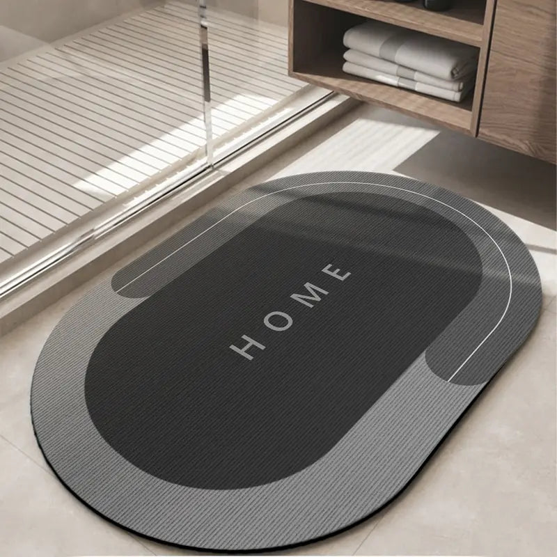 Soft Oval Microfiber Velvet Bath Mat 15.7x23.6 Inch, Super Absorbent, Fast Drying, Scratch Resistant, Non-Slip Rubber Backing, Washable Mildew-Proof Floor Mat for Home Bathroom Shower