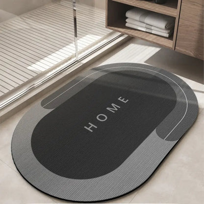 Soft Oval Microfiber Velvet Bath Mat 15.7x23.6 Inch, Super Absorbent, Fast Drying, Scratch Resistant, Non-Slip Rubber Backing, Washable Mildew-Proof Floor Mat for Home Bathroom Shower