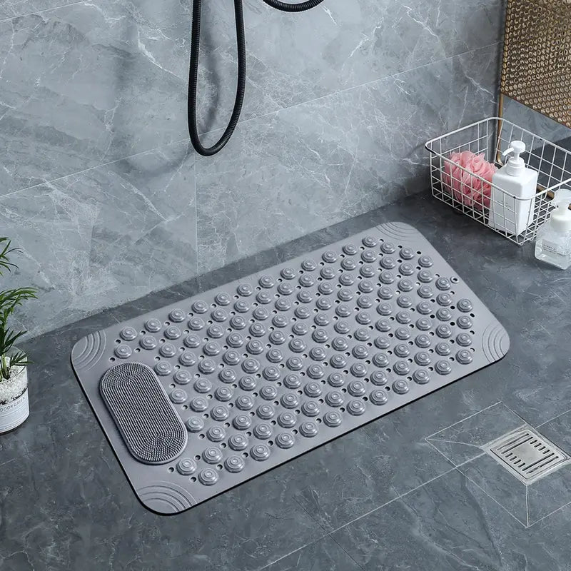 Bath Tub Shower Mat Non Slip Bathtub Mat with Suction Cups, Anti Slip Shower Mat with Drain Holes Suction Cups,Shower Foot Scrubber Mat, Foot Massage Bath Mat