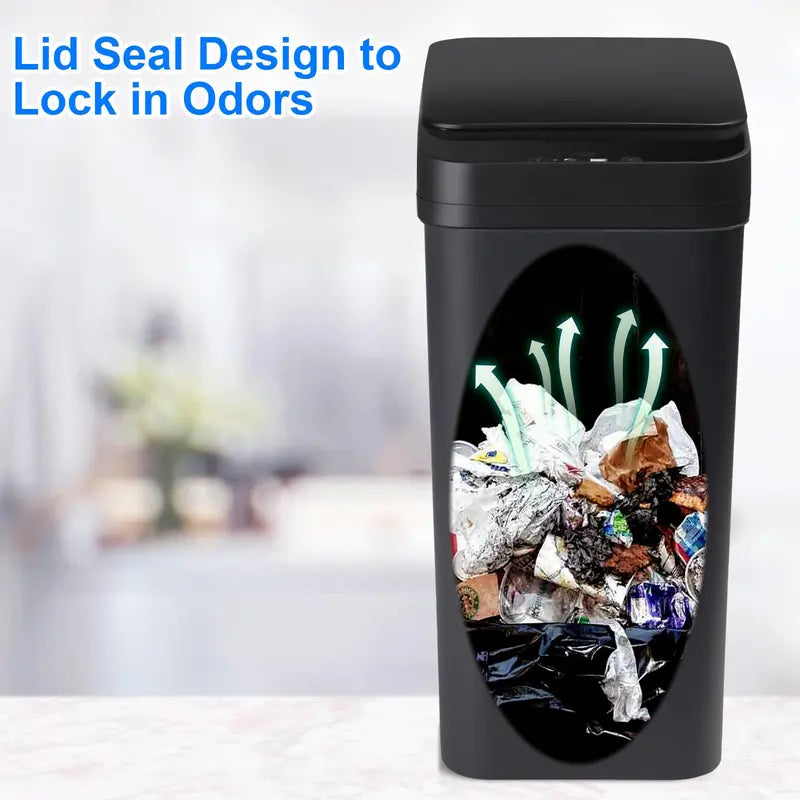 Summerwins Modern Smart Motion Sensor Trash Can - ABS, With Lid, Plastic Pack, Waterproof, Space-Saving, Multifunctional, Eco-Friendly Automatic Induction Nordic Style Modern Bathroom Accessory for Home Bathroom, Office (Automatic Trash Bins, Smart Bin),