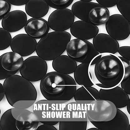 1pc Pebble Shaped Bath Mat - Non-slip Bathtub Mat with Suction Cups and Drain Holes, Bath Mat For Tub Non Slip, Machine Washable, Bathtub Safe Shower Mat