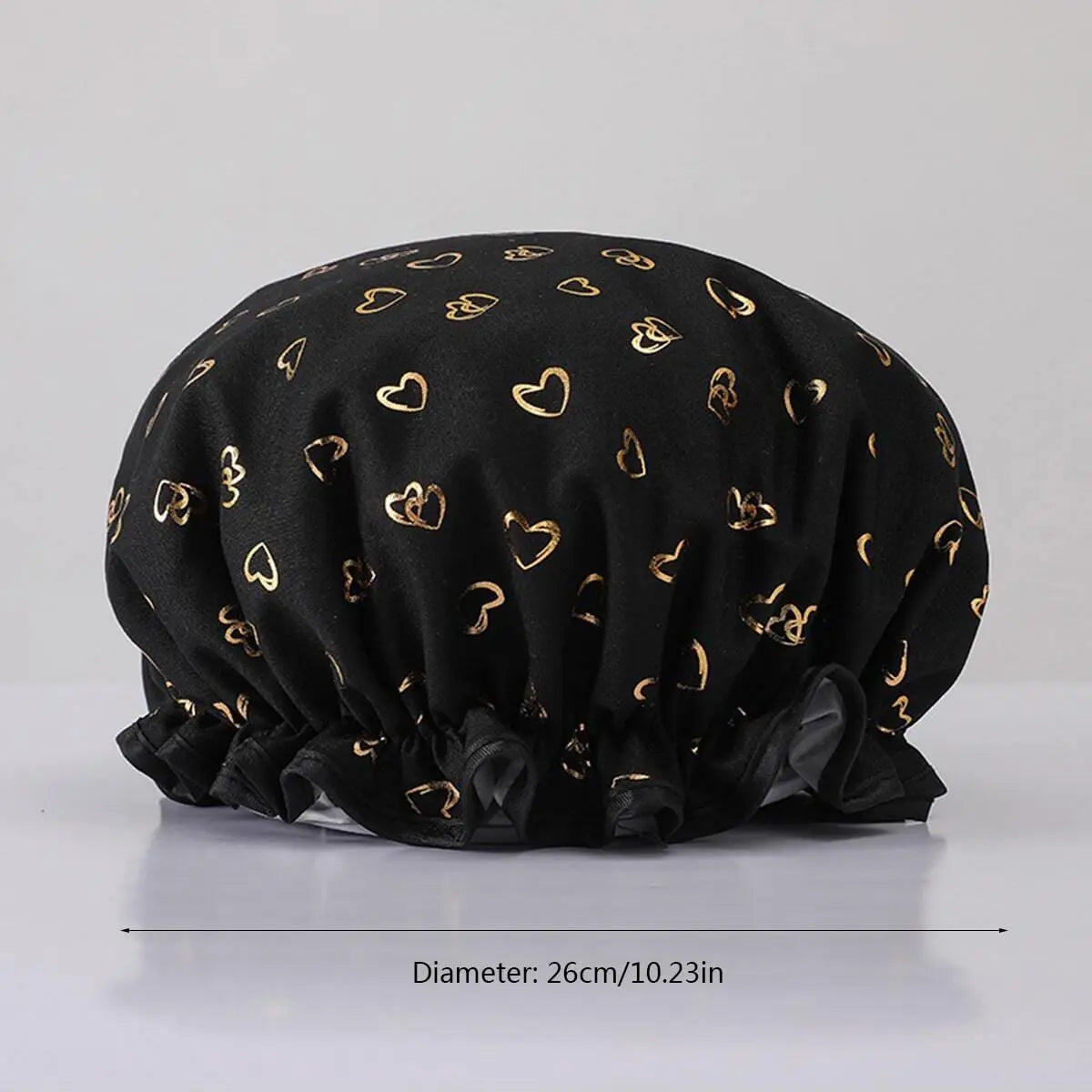 Double Layer Bathing Cap, 1 Count Heart Pattern Waterproof Shower Cap for Women & Girls, Bathroom Supplies for Home Use, Shower Essentials, Bathroom Accessory, Home Goods
