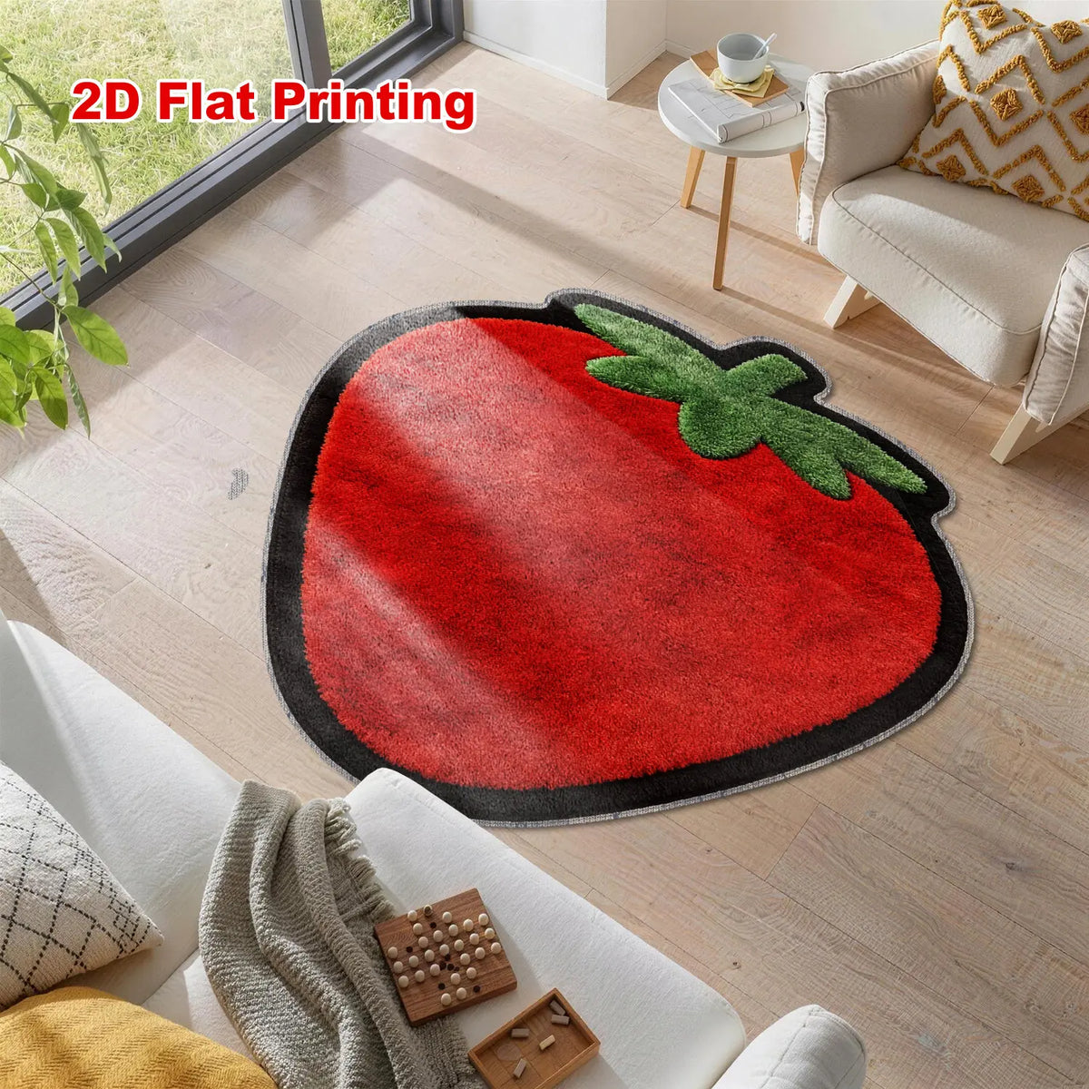 Strawberry Shape Short Pile Mat, Soft Velvet Material, Non-Slip, Spring Use, Bathroom Rug, Entryway Carpet, Home Decor, Bath Mats For Bathroom Non Slip