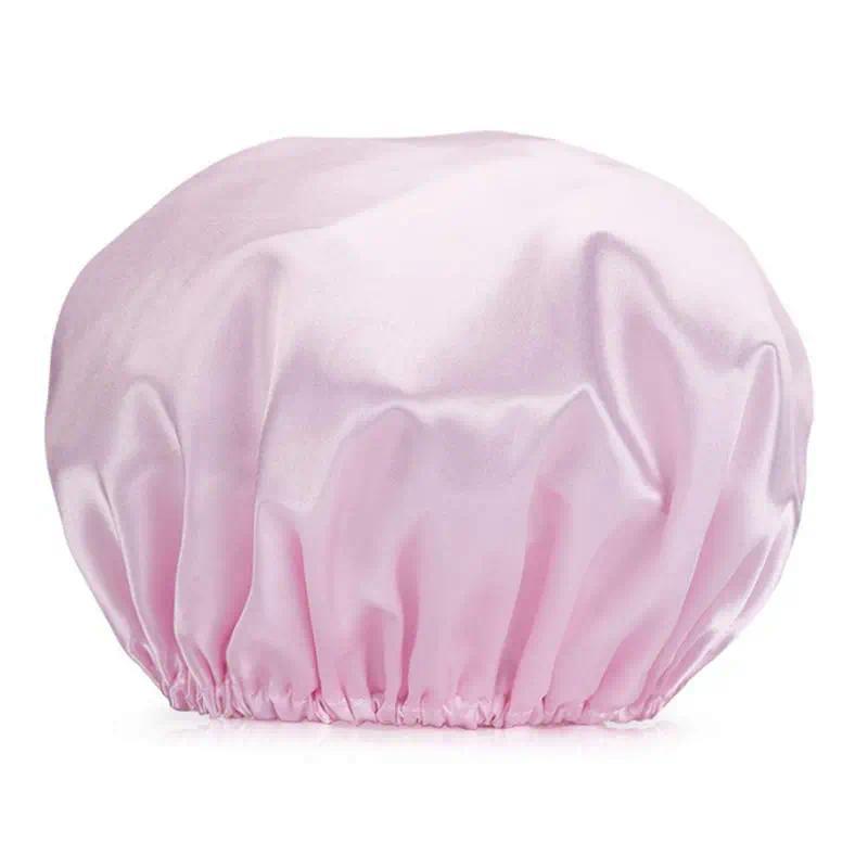 Women’s Double-Layer Waterproof Elastic Shower Cap, Reusable Eco-Friendly Leak-Proof Hair Protection Head Cover, Lightweight Multi-Purpose Accessory for Bathing Skincare Cooking And Daily Hair Care Routines