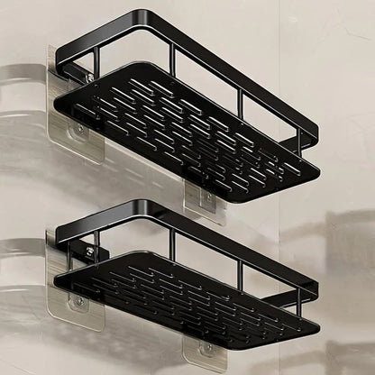 Bathroom Shelf, 2 Counts/set Wall Mounted No-drill Hanging Shower Organizer, Space-saving Organizer with Hook, Shower Rack, Bathroom Accessories, Shower Bath Tool, Home Goods Shower Caddy, Shower Storage Set