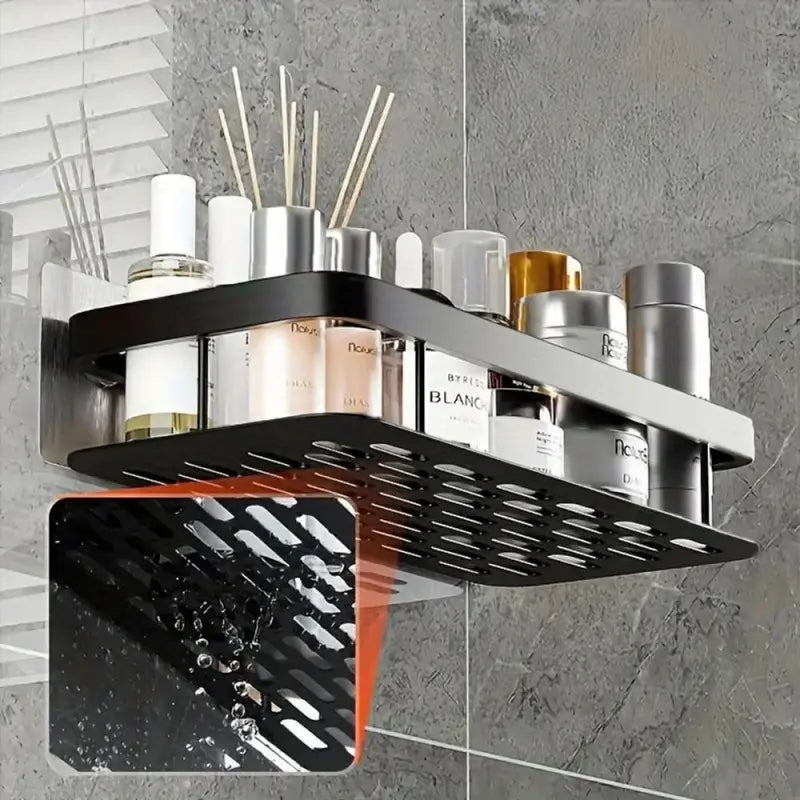 No-Drill Bathroom Shelves, Space-Saving Shower Organizer, Bathroom Organizers for Shampoo, Cosmetics and Soap, Easy-to-Install Durable Bathroom Accessories Caddy Utility Shelf