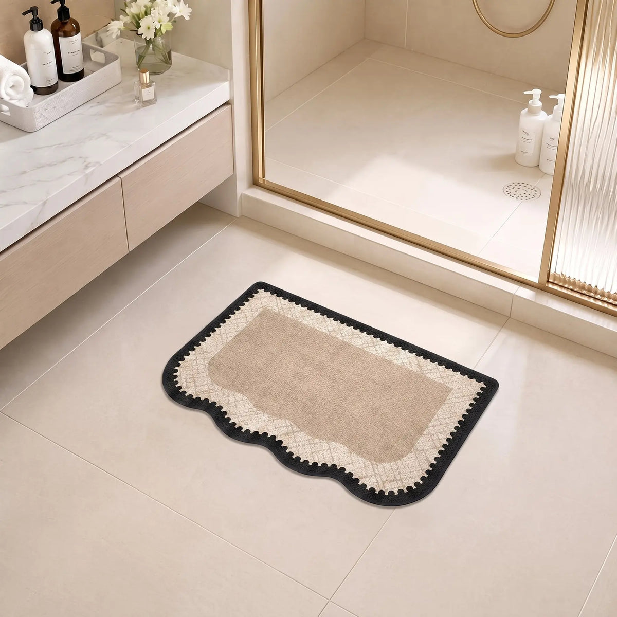 Bathroom Mat, Breathable Quick-Dry Fiber, Non-Slip Bottom, Suitable for Bathrooms and Laundry Areas, Bath Mats For Bathroom Non Slip