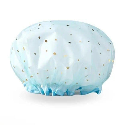 Women’s Double-Layer Waterproof Elastic Shower Cap, Reusable Eco-Friendly Leak-Proof Hair Protection Head Cover, Lightweight Multi-Purpose Accessory for Bathing Skincare Cooking And Daily Hair Care Routines
