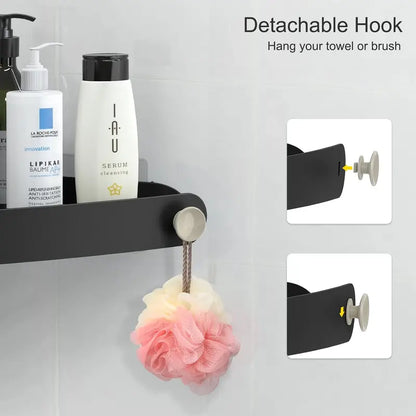 Corner Shower , 4 Pack Adhesive Corner Shower Shelves for Inside Shower, Plastic Shower Organizer for Bathroom Storage, Black