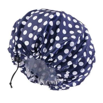 Unisex Chic Youth 1-Size Reusable Shower Cap - Double-Layer Waterproof, Elastic Stay-Put, Adjustable Fit with Stylish Print, Travel-Ready Cap for Bathroom Shower, Sports Use