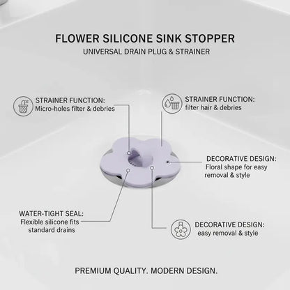 Bathroom Sink Drain Hair Catcher – Flower Shape Anti-Jam Filter,Silicone Sink Drain Strainer,Kitchen Shower Bathroom Laundry Food Waste