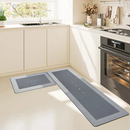 Diatomite Bath Mat Set, Classic Square, Anti-Fatigue Cushioned, Quick-Drying, Drip-Resistant, Suction Non-Slip Smooth Surface, Geometric Print, for Bathroom, Kitchen Sink Area