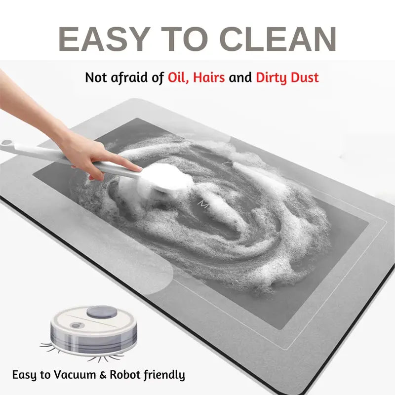 Diatomite Bath Mat Set, Classic Square, Anti-Fatigue Cushioned, Quick-Drying, Drip-Resistant, Suction Non-Slip Smooth Surface, Geometric Print, for Bathroom, Kitchen Sink Area