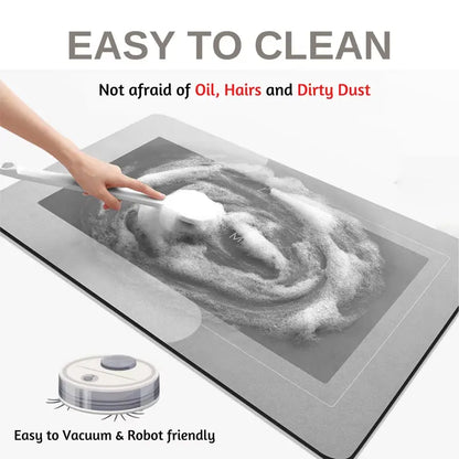 Diatomite Bath Mat Set, Classic Square, Anti-Fatigue Cushioned, Quick-Drying, Drip-Resistant, Suction Non-Slip Smooth Surface, Geometric Print, for Bathroom, Kitchen Sink Area