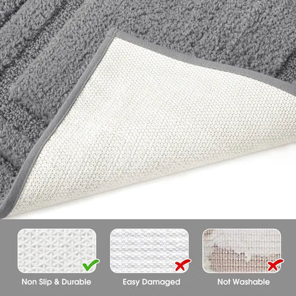 Gray Tufted 2-Piece Rectangle Bath Mat Set - Ultra-Soft Microfiber Rugs for Bathroom Floor, Slip-Safe, Water-Absorbent, Machine Washable (20"x32" + 16"x24") for Indoor Use