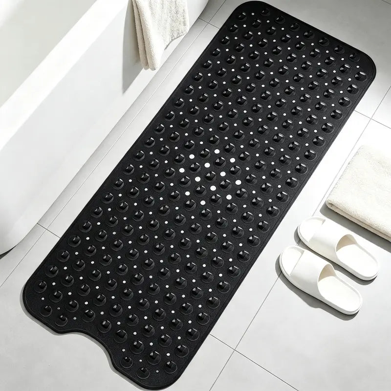 Nonslip PVC Bathtub Mat - 47x16 inch Extra Long Soft Cushioned Bathroom Mat with 200+ Suction Cups, Drainage Holes, Massage Texture, Machine Washable Easy to Clean, Safe for Kids, Home Bathroom Supplies