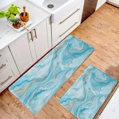 1-piece, home decoration, bathroom floor mats, bathroom anti-slip mats, Bathroom decorative mat, kitchen floor mats, door mats, blue marble pattern mats, luxury theme mats, relax the soles of the feet and relieve fatigue