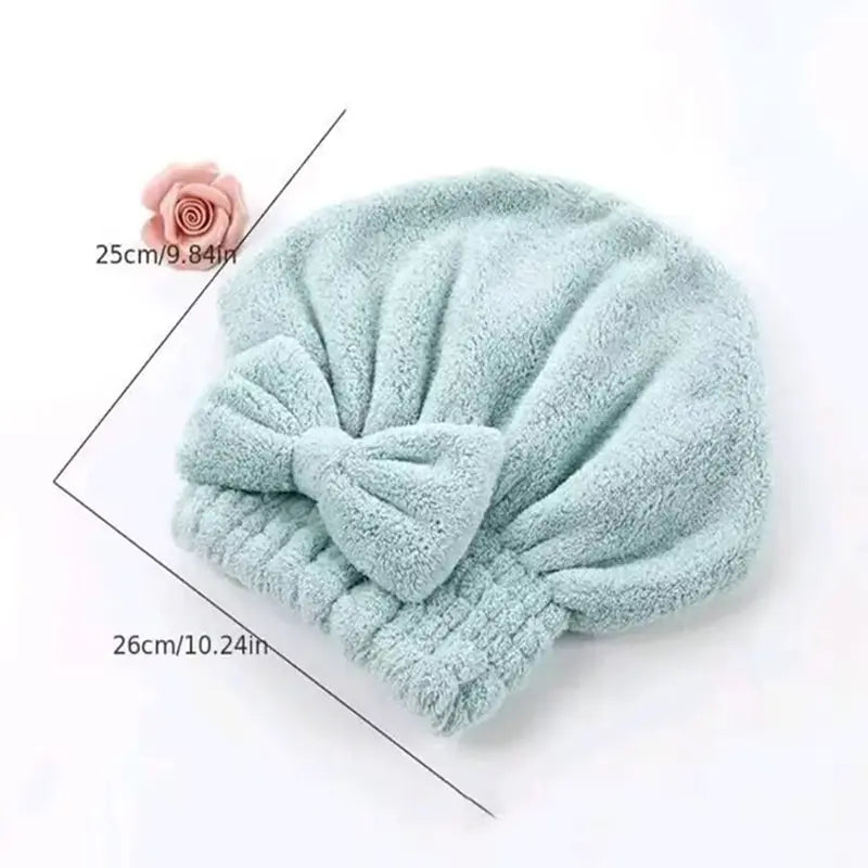 4pcs Shower Cap Set for Women, Soft Ultra-Absorbent Hair Drying Towel Wraps with Bow Decor, Reusable Bathroom Essentials for Adults
