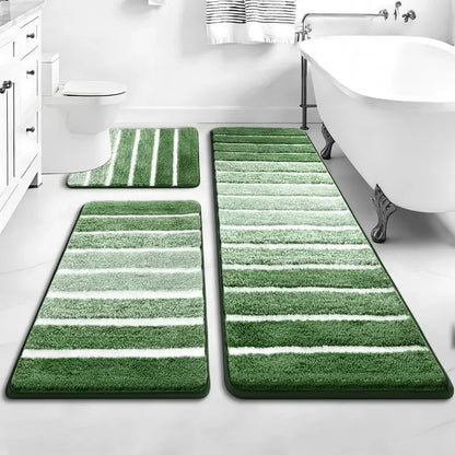 [SeptemberStockUp] HEBE Boho 3-Piece Washable Shaggy Bath Rugs Set, Non-Slip Stays Put Grip Absorbent Microfiber Mats with U-Shaped Contour Toilet Rug, Traditional Look Aztec Western Carpet for Tub/Shower Indoor Areas